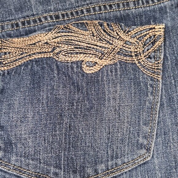 The diva Cowgirl old navy blue denim jeans beige embroider Western pockets 12R - Picture 10 of 11